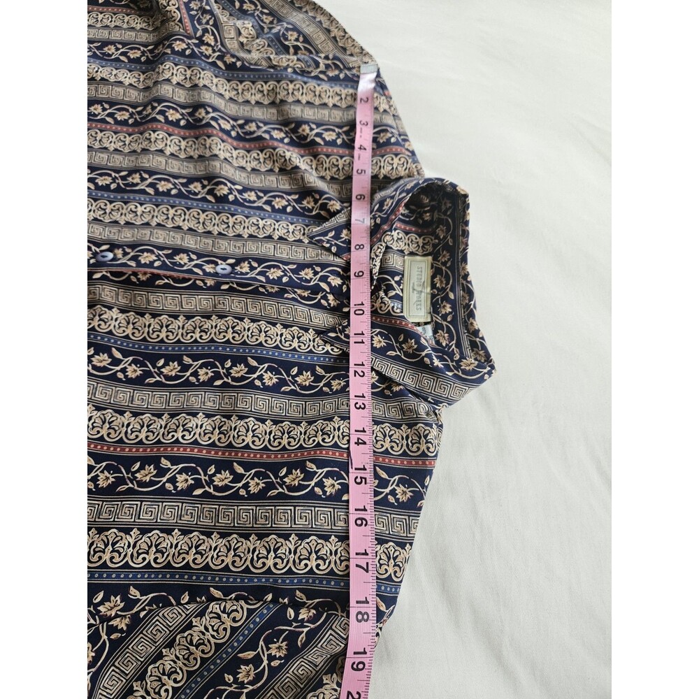 Vintage Studio Works Womens 18W Button Up Blouse Floral Stripe Long Sleeve Plus - Picture 7 of 8